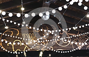 Luxury decorated place ceiling for wedding reception, catering i