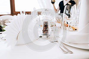 Luxury decorated Table set with food for an event party or wedding reception