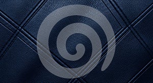 Luxury deep blue leather diamond pattern surface