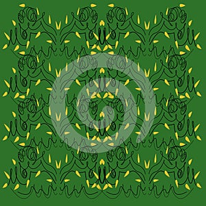 Luxury design Mandalas green, black artwork