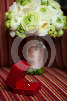 Luxury Diamond Wedding Ring in Red Velvet Silk Box