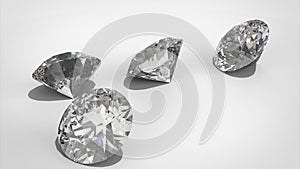 Luxury diamonds on whte backgrounds - clipping path. 3D rendering model