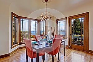 Luxury dining room interior with served table