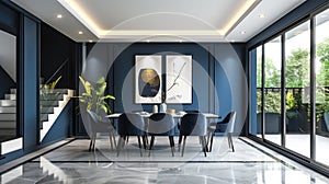 Luxury Dining Room: Modern Elegance in Blue