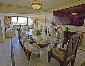 Luxury dining room with a sea view