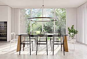 Luxury dinning room with beautiful backyard garden view