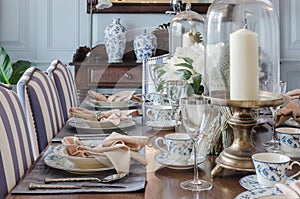 Luxury dinning table set at home