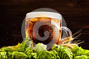 Luxury draft beer with hops.