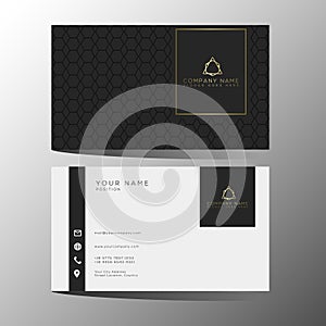 Luxury and elegant black gold business cards template on black background