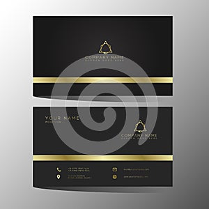 Luxury and elegant black gold business cards template on black background