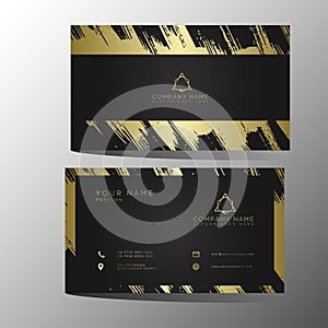 Luxury and elegant black gold business cards template on black background