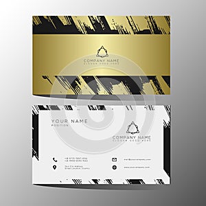 Luxury and elegant black gold business cards template on black background