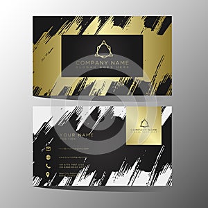 Luxury and elegant black gold business cards template on black background