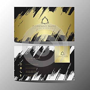 Luxury and elegant black gold business cards template on black background