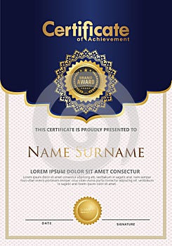 Luxury and elegant certificate template. Vector illustration