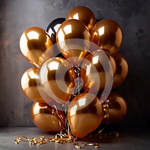 Luxury elegant gold metalic party balloons for festive celebration
