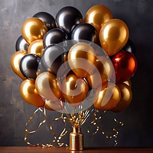 Luxury elegant gold metalic party balloons for festive celebration