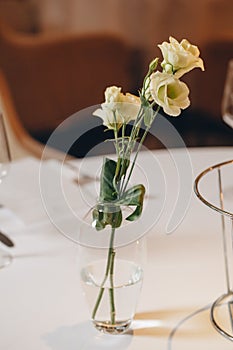 Luxury elegant table setting dinner in a restaurant tableware