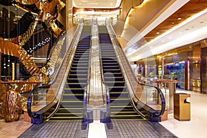 Luxury  elevator in modern commercial building  hotel hall