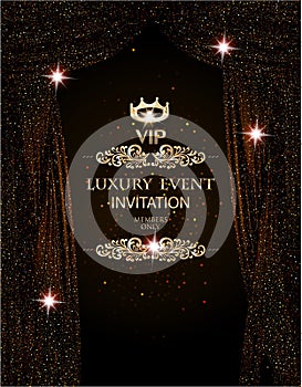 Luxury event elegant background with sparkling theater curtains.