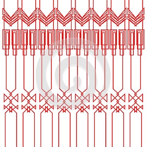 Luxury exotic lines Ornaments RED ON WHITE Geometric