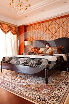 The luxury expensive bedroom interior