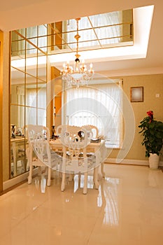 The luxury expensive dining room interior