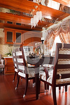 The luxury expensive diningroom interior photo
