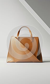 Luxury fashion bag 3d designed, front view ad mockup, isolated on a white and gray background