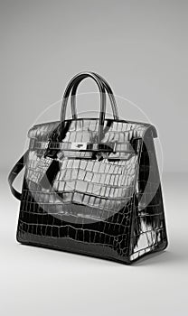 Luxury fashion bag 3d designed, front view ad mockup, isolated on a white and gray background