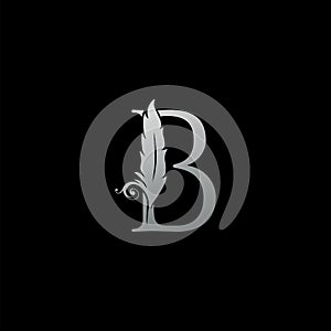 Luxury Feather Letter B logo Icon. Monogram design concept for law, lawyer, legal officer, firm, notary