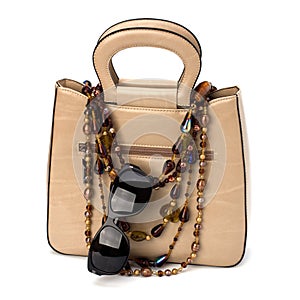 Luxury female handbag isolated on white background