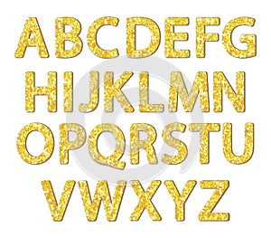 Luxury festive Golden glitter sparkling alphabet letters