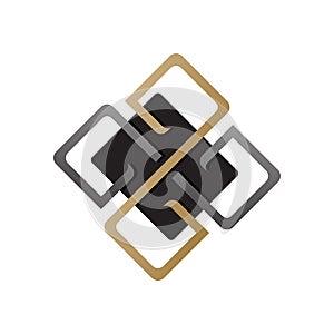 luxury four block square window logo vector design for real estate template symbol
