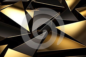 Luxury Geometric Black and Gold Triangle Polygon Texture Background