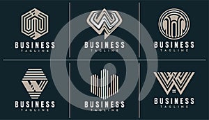Luxury geometric line letter W logo design brand. Elegat business initial W logo