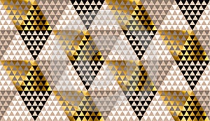 Luxury geometry black, gold and beige seamless vector illustration. Concept triangle geometric pattern for card, invitation, head