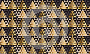Luxury geometry black, gold and beige seamless vector illustration. Concept triangle geometric pattern for card, invitation, head