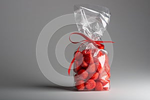 Luxury gift of acidulous strawberries with copy space