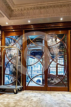 Luxury glass door at the hotel entrance