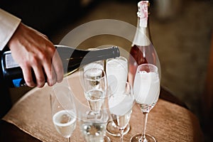 Luxury glasses with champagne on the table