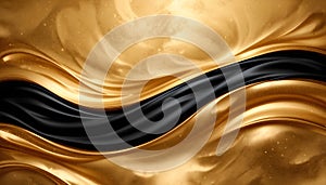 Luxury Gold And Black Abstract Waves With Elegant Flowing Metallic Texture