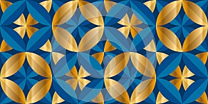 Luxury gold and blue geometry seamless pattern