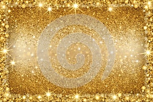 Luxury Gold Dust Abstract Sparkly Frame Border Background photo