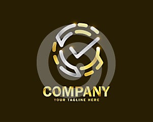 Luxury gold fingerprint check logo design template