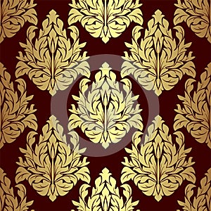 Luxury gold floral ornamental Pattern on red.