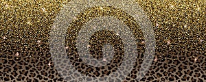 Luxury Gold Glitter Banner with Leopard Pattern