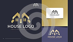 Luxury Gold House Logo Design for Real Estate Industry Identity