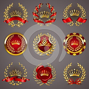 Luxury gold labels with laurel wreath