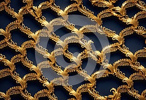 luxury gold lace design, gold chains seamless pattern, Abstract seamless vintage wealth pattern,